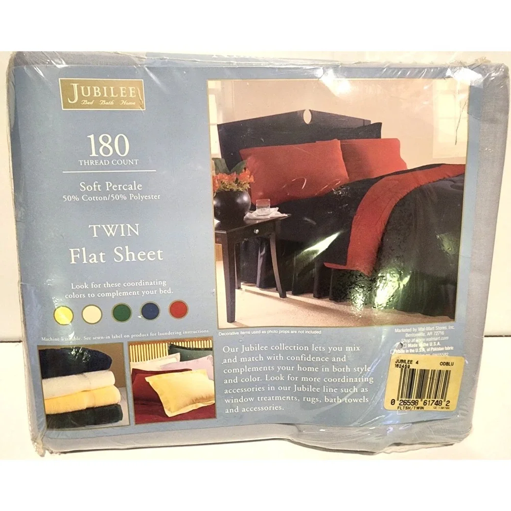 Vintage Jubilee Blue  Soft Percale Twin Flat Sheet  New in Package